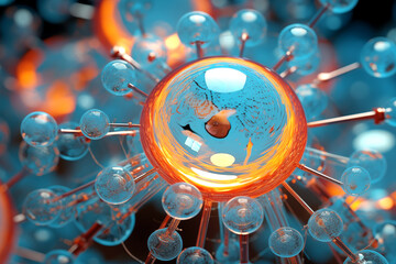Fototapeta na wymiar Electron microscopic structure of hydrogen atom,closeup,
