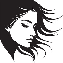 Woman face silhouette vector art