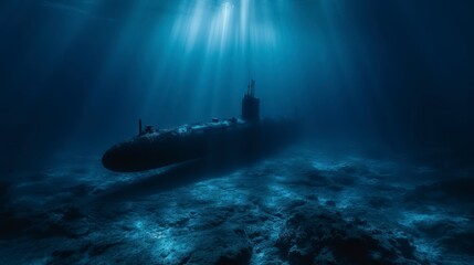 A Solo Submarine's Adventure into the Blue Abyss, Charting New Paths of Discovery - obrazy, fototapety, plakaty