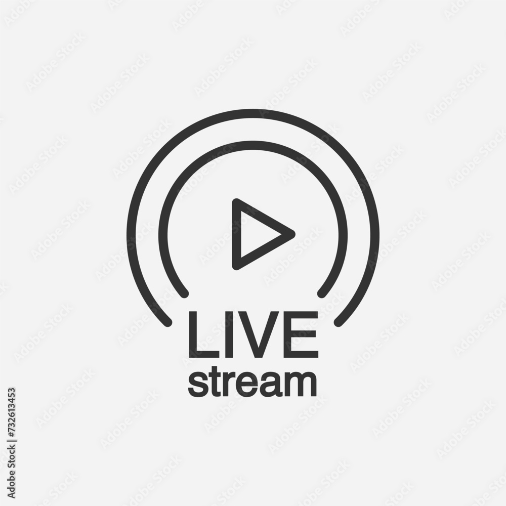 Poster live stream icon symbol vector logo element. live streaming, broadcasting, online stream vector symb