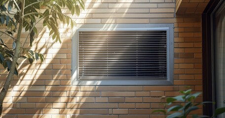 Obraz premium Smart Ventilation Solution - A House's Mechanical System Utilizing Heat Recovery with Metal Mesh Safety on Intake and Exhaust Ports