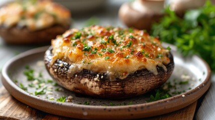 Cheese stuffed portobello mushroom