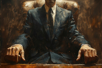 A Painting of a Man in a Suit Sitting in a Chair