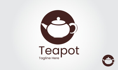 Drink Traditional Teapot Logo Design Template With Circle.