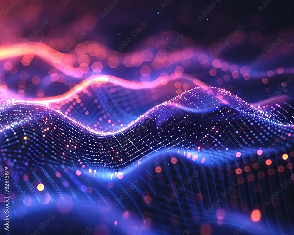 Poster abstract technology particles lines mesh background.