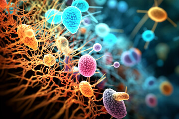 microscopy of bacteria, electron microscopy,500x zoom,