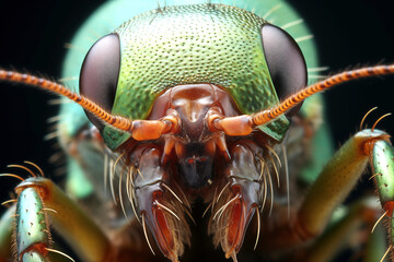 microscopy of cockroach face, electron microscopy,500x zoom, - obrazy, fototapety, plakaty