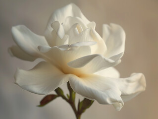 Fresh white rose flower, close-up.