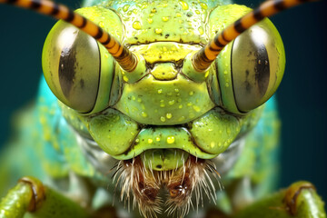 microscopy of grasshopper face, electron microscopy,500x zoom,
