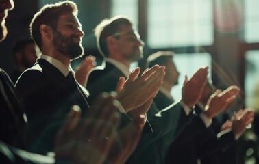 business people applauding in an office
