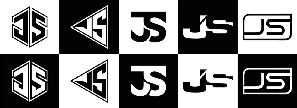 JS logo. JS set , J S design. White JS letter. JS, J S letter logo design. Initial letter JS letter logo set, linked circle uppercase monogram logo. J S letter logo vector design.	
