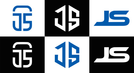 JS logo. JS set , J S design. White JS letter. JS, J S letter logo design. Initial letter JS letter logo set, linked circle uppercase monogram logo. J S letter logo vector design.	
