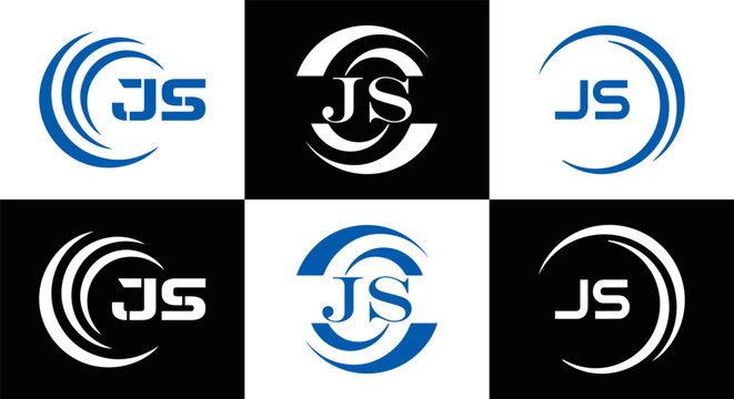 JS logo. JS set , J S design. White JS letter. JS, J S letter logo design. Initial letter JS letter logo set, linked circle uppercase monogram logo. J S letter logo vector design.	
