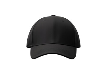 A black cap seen from the front for a mockup. White background.