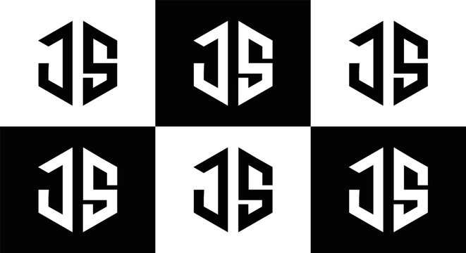 JS logo. JS set , J S design. White JS letter. JS, J S letter logo design. Initial letter JS letter logo set, linked circle uppercase monogram logo. J S letter logo vector design.	
