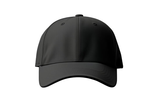 A black cap seen from the front for a mockup. White background.