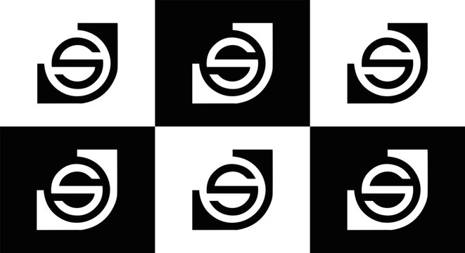 JS logo. JS set , J S design. White JS letter. JS, J S letter logo design. Initial letter JS letter logo set, linked circle uppercase monogram logo. J S letter logo vector design.	
