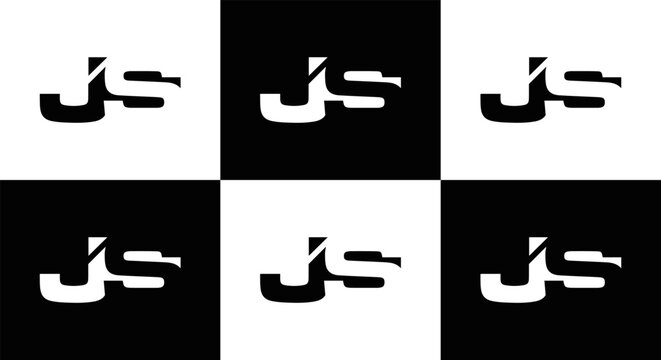 JS logo. JS set , J S design. White JS letter. JS, J S letter logo design. Initial letter JS letter logo set, linked circle uppercase monogram logo. J S letter logo vector design.	
