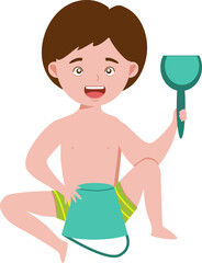 Child playing on sand at beach vector illustration