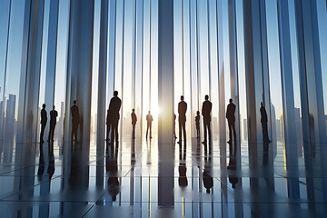 business people standing in front of an ascending gra - obrazy, fototapety, plakaty