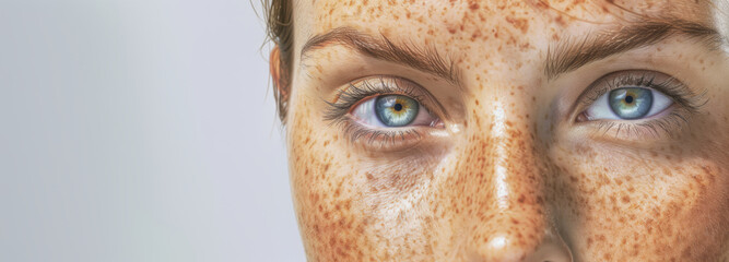 Melasma on the skin, pigmentation problems. The concept of skin care, for a design postcard, banner, flyer with a place to copy - obrazy, fototapety, plakaty