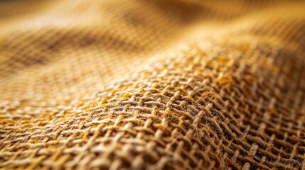 Mustard Yellow burlap texture, showcasing the coarse weave and natural fibers, occupying the whole screen with its bright, earthy tone