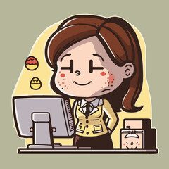 Funny girl with a laptop