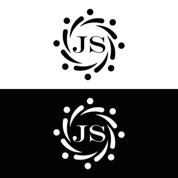 JS logo. JS set , J S design. White JS letter. JS, J S letter logo design. Initial letter JS letter logo set, linked circle uppercase monogram logo. J S letter logo vector design.	
