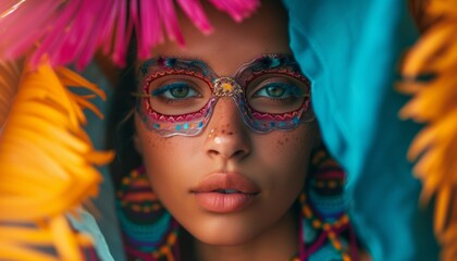 Portrait of an amazonas indio latina girl portrait eye mask