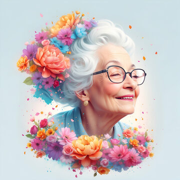 Digitally generated image of person with flower