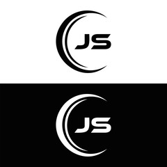 JS logo. JS set , J S design. White JS letter. JS, J S letter logo design. Initial letter JS letter logo set, linked circle uppercase monogram logo. J S letter logo vector design.	
