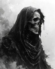 Black and white portrait of death