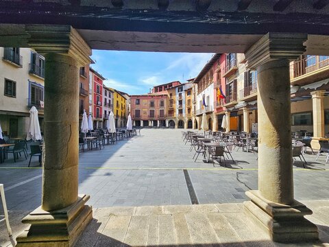 Graus main square in the province of Huesca, Aragon