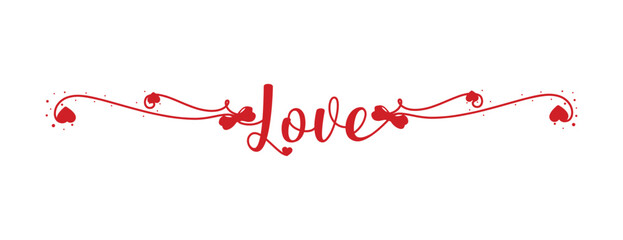 LOVE Happy Valentines day card, Font Type, Love word hand drawn lettering and calligraphy with cute heart on red,white and pink background.Valentine's day template or background for Love and Valentine