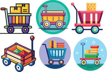 Shopping cart icon set, shopping cart symbol, shop and sale, vector illustration