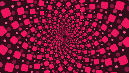 Abstract spiral dotted simple minimalist urgency deep data cycle pink background.
