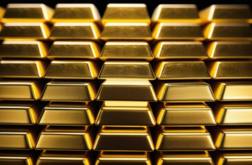 Obraz premium Shiny gold bars. Background for finance banking concept. Generated with AI