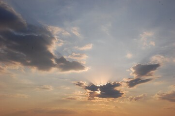 Sun behind the clouds, beautiful sky