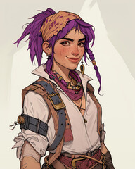Illustration of a beautiful girl in a steampunk style. Vector illustration