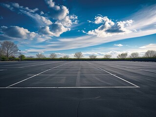 Open Parking Lot with Expansive Sky