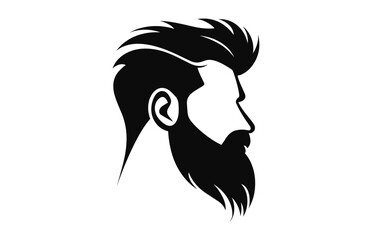 A haircut with beard vector black silhouette isolated on a white background