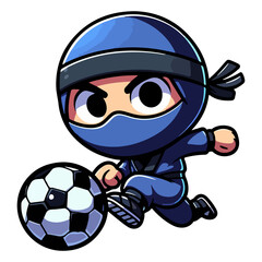 Ninja playing football illustration