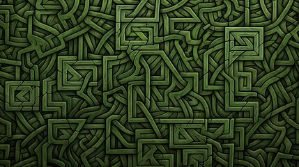 Intricate green celtic patterns background for design projects and decorative purposes - obrazy, fototapety, plakaty