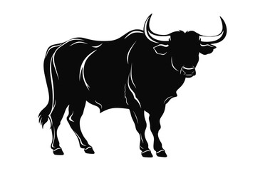 A Bull Silhouette vector isolated on a white background - obrazy, fototapety, plakaty