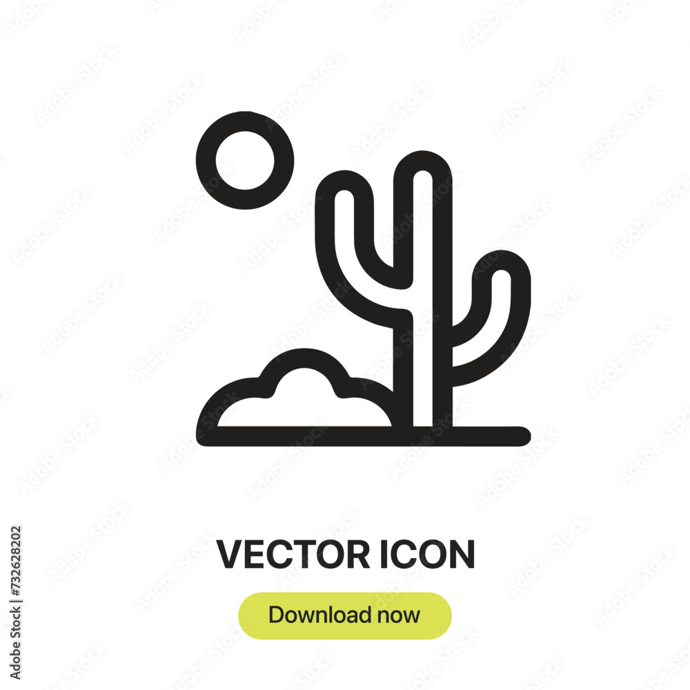 Poster cactus icon vector. linear-style sign for mobile concept and web design. cactus symbol illustration.