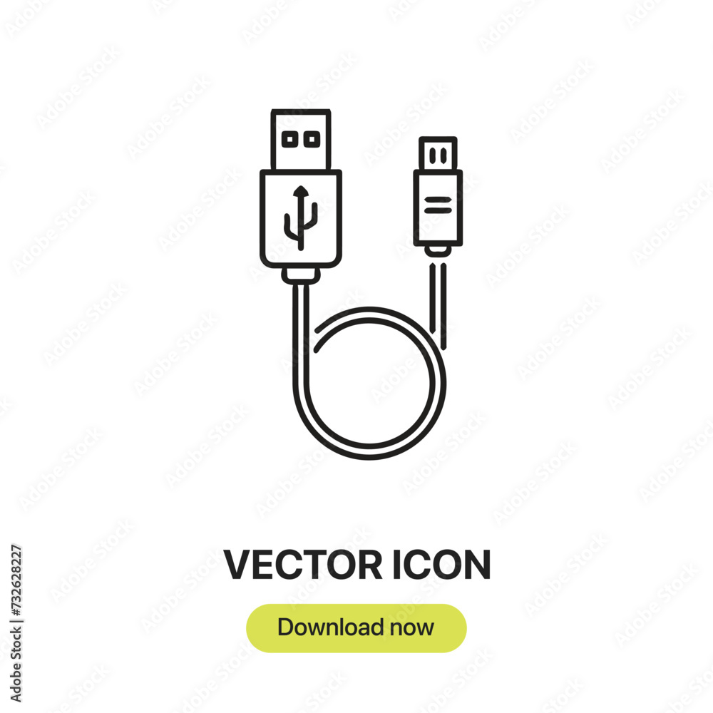 Poster usb icon vector. linear-style sign for mobile concept and web design. usb symbol illustration. pixel