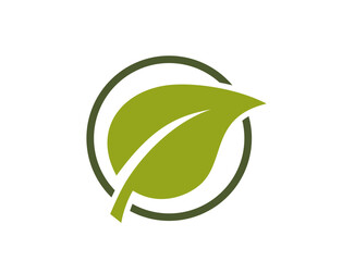 Eco icon. leaf in a circle. leaf and organic symbol. vector image in flat design