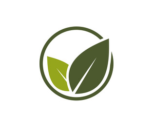 Eco icon. leaves in a circle. bio and organic symbol. vector image in flat design