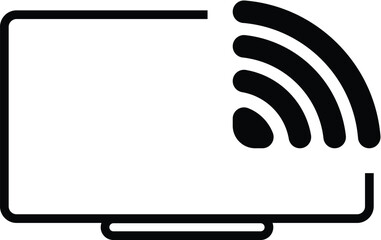 Display mirror, screen casting, wifi zone, network icon. Editable vector illustration outline stroke. Transparent background.