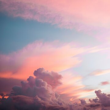 beautiful sky with pink clouds